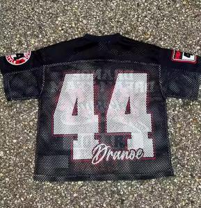 Oem High Quality Mesh Sport Soccer Jerseys Manufacturer Oversized Baseball Print <b>V</b>-<b>Neck</b> Half Sleeve Cropped Boxy <b>Men</b> <b>T</b>-<b>Shirt</b> - Product Image 2