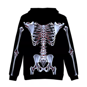 Pull à capuche décontracté 100% coton pour hommes imprimé squelette Style Hip Hop haut à capuche d'entraînement d'hiver impression numérique teinte unie - Product Image 2