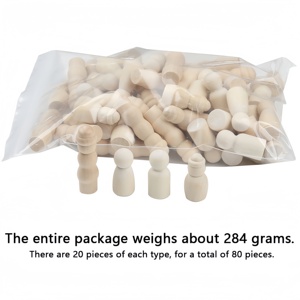 80 Piezas de Muñecas de Madera sin Pintar, Empacadas en Bolsas, Figuras de Madera en Blanco para Pintar, Manualidades para Niños y Decoración del Hogar. - Product Image 1