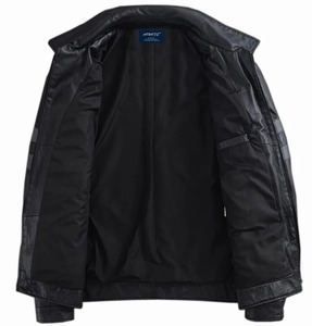 แจ็กเก็ตมอเตอร์ไซค์สำหรับผู้ชายในฤดูใบไม้ผลิและฤดูใบไม้ร่วงแจ็กเก็ตหนังพียูหนาหรูหราสีพื้นสำหรับผู้ชายมอเตอร์ไซค์ - Product Image 3