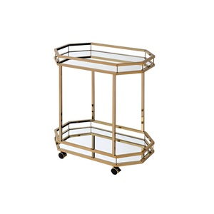 รถเข็นสีทองทรงกลมสําหรับเสิร์ฟอาหารโรงแรมอาหารเช้ารถเข็นขนย้าย Barware องุ่นและเบียร์ขนาดที่กําหนดเองรถเข็นบาร์โลหะ - Product Image 4