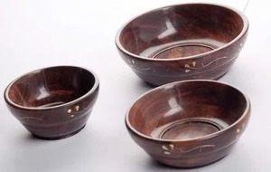 Set of Three <b>Wooden</b> Salad Bowl Excellent Quality Handmade Sweet Bowl Round Shape Luxury <b>Wooden</b> Soup <b>Bow</b> 6"5"4" - Product Image 3
