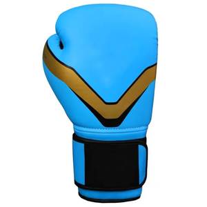 Guantes de boxeo profesionales con diseño y logotipo personalizados al por mayor en color azul hechos de cuero genuino a precio barato - Product Image 2