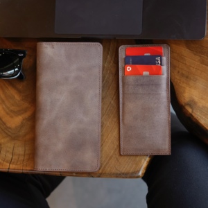 Fait à la main de luxe unisexe RFID mince élégant en cuir véritable fermeture éclair longs porte-cartes de visite pour hommes femmes voyage fil Durable - Product Image 2