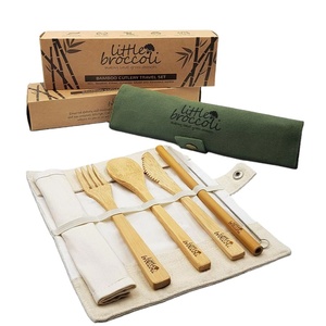 The Cheapest Price Natural Bamboo Cutlery Set Travel in the Box With Bag/ Bamboo Flatware Set in Vietnam - Product Image 1