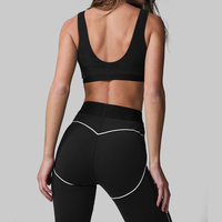 Ropa deportiva para mujer Entrenamiento de alta calidad Fitness Conjunto de mallas a rayas de 2 piezas Sujetador de yoga personalizado y conjunto de mallas