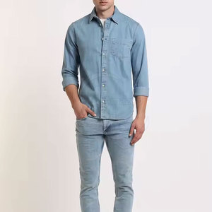 ออกแบบเสื้อเชิ้ตยีนส์ทำงานผู้ชายแบบสั่งทำพิเศษ แขนยาว แห้งเร็ว - Product Image 1