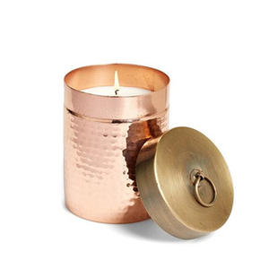 Dernier modèle de boîtes à bougies en cuivre de forme ronde conteneurs à bougies meilleure qualité pour les décorations d'éclairage de table de fête de mariage - Product Image 3