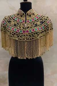 ผ้าคลุมเบอร์เลสก์ประดับด้วยลูกปัดมีเลื่อมปักลายภาพเงาตรงเสื้อคลุมคอสำหรับงานเทศกาล - Product Image 4