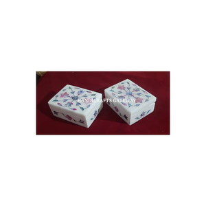 Cajas de joyería de diseño floral de madreperla natural mezcla de mármol blanco a granel fabricación pieza única cajas de joyería de mármol blanco - Product Image 1