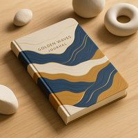 Cuaderno de Tapa Dura Premium LABON Golden Waves, Textura Repujada y Arte en Lámina Dorada, Ideal para Escribir, Planificar y Regalar