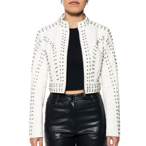 Pur cuir fait facilement disponible femmes en cuir veste courte nouveau Style vêtements d'hiver couleur personnalisée femmes en cuir veste courte - Product Image 5