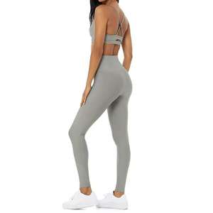 Wholesale Ladies Active Wear Yoga Set Breathable Gym Fitness Workout <b>Leggings</b> with Custom Logo Seamless Elastic <b>Waist</b> Closure - Product Image 3