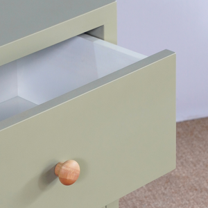 Florence Kids <b>Bedside</b> <b>Cabinet</b> Solid <b>Wood</b> Cream Color Modern Two Drawers for Children Nightstand Living Room Bedroom - Product Image 3