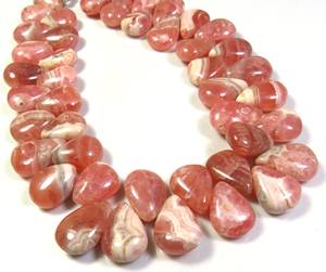 Perles de rhodochrosite rose naturelle 10,5-13 mm, forme poire du Colorado, lisses et polies, brin de 8 pouces, qualité supérieure, 200 carats, fabrication de bijoux RO - Product Image 2
