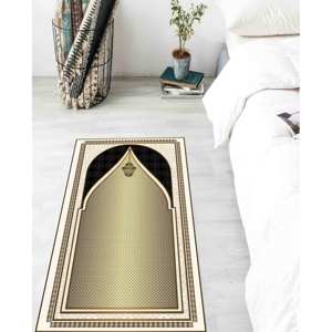 Tapis de prière beige : design islamique élégant, tapis antidérapant, avec tapis à poils doux - Product Image 5