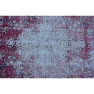 Tapis vintage turc classique rouge beige 4.1x5,3 pieds Patchwork motif abstrait laine latex pour couloir de chambre d'ado - Product Image 5