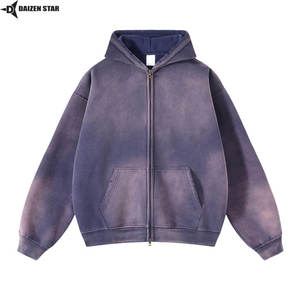 Sudaderas con Cremallera para Hombre, Color Sólido, 100% Algodón, Felpa, Corte Regular, Invierno, Casual, Tinte Liso, Servicio OEM, Logotipo Frontal, 500g - Product Image 3