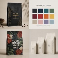 Bolsa de Empaque para Café con Cierre Ziplock, Negra Mate con Dorado, de Grado Alimenticio, Impresión Digital Personalizada de Alta Calidad, con Válvula de Desgasificación