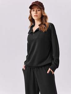 Women's Winter Casual Solid Two Piece Breathable Tracksuit Long Sleeve <b>Zip</b> up <b>Sweatshirt</b> Long Pants Jogger Sweatsuit Sets - Product Image 6