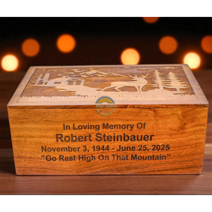 AYAANS Palissandre en bois sculpté à la main en bois Vente chaude Urne de crémation Boîte pour cendres adultes Urnes de crémation en gros (6X6X11)IN - Product Image 5