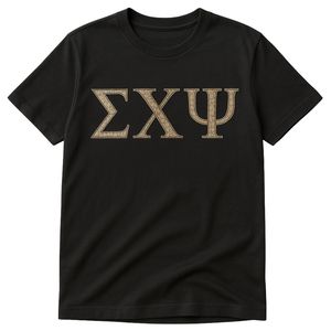 Sigma Chi PSI เสื้อยืดสีดำพิมพ์ลายหนังงูปักตัวอักษรกรีกเสื้อพี่น้องชมรมชีวิตชาวกรีกพรีเมี่ยม - Product Image 4