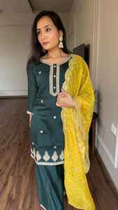 Lehenga Choli traditionnel pakistanais en soie romaine brodée, tenue de fête indienne pour mariage, avec dupatta en filet et sharara shalwar - Product Image 3