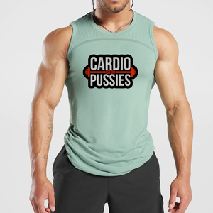 Camiseta de tirantes de gimnasio con logotipo personalizado para hombre, chaleco de punto de LICRA de algodón transpirable, culturismo, Fitness, correr, de talla grande - Product Image 1