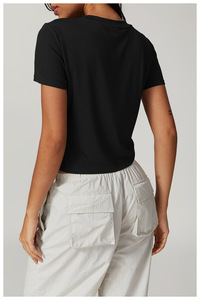 <b>Women</b> Quick Drying Yoga Short Sleeve Shirt Lady Casual Running Gym Crop <b>Top</b> Female <b>Loose</b> Sports T Shirts - Product Image 3