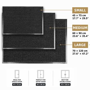 Paillasson rectangulaire noir moderne 100 % polypropylène, dos antidérapant en TPR, 70x120 cm, style uni tufté, séchage rapide, anti-salissures - Product Image 6