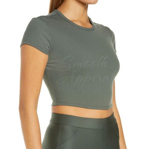 Women Casual <b>Crop</b> <b>Top</b> T-Shirt Knitted 100% Cotton Breathable Soft Perfect for Streetwear Travel Everyday Lifestyle Activities - Product Image 3