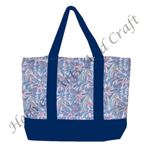 Bolsa de Compras de Tela con Estampado Floral Hecho a Mano en India, Diseño Floral Multicolor con Dos Correas para el Hombro, Venta al por Mayor BHCB044 - Product Image 4