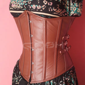 Corsé de Cuero Marrón de Primera Calidad con Varillas de Acero y Correas Laterales Ajustables con Hebillas - Product Image 5