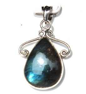 Pendentif artisanal unisexe en argent sterling 925 avec pierre de labradorite fantaisie en forme de goutte, thème religieux hindou - Product Image 6