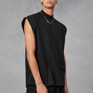 Camiseta sin mangas de gran tamaño para hombre, Camiseta holgada de gimnasio, chaleco de entrenamiento muscular, ropa de calle, camiseta interior de algodón informal - Product Image 4