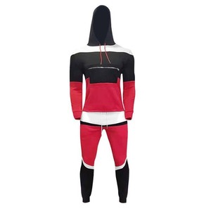 Ensemble sweat-shirt à capuche et pantalon de jogging personnalisé pour hommes survêtement de haute qualité pour hommes pull couleur bloc avec poche zippée costumes en coton - Product Image 1