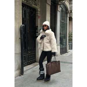 Manteau en fausse fourrure beige pour femme FUR KISA - Product Image 3