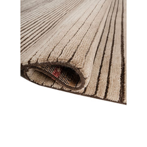 Tapis en laine noué à la main Thyme Beige Marron LCA-881, motif abstrait rayé, pour entrée, couloir, tapis puzzle rectangulaire pour la maison - Product Image 2