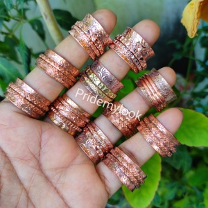 Wholesale 18K Plating Copper Bohemian Spinner Rings Fashionable Women's Meditation Band Trendy <b>Anxiety</b> Relief Wedding Gift - Product Image 2