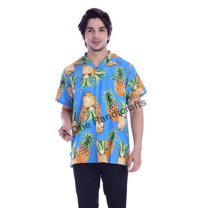 2023เสื้อผู้ชายแขนสั้นพิมพ์ลายสับปะรดสไตล์ฮาวายสไตล์ลำลอง - Product Image 1