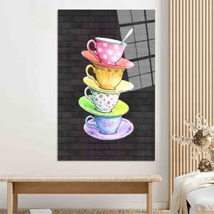 Elegante Obra de Arte Impresa en Lienzo: Diseño Vibrante de Taza de Café, ARTE EN VIDRIO TEMPLADO - Product Image 1