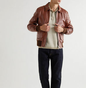 ODM manteau de mode décontracté de haute qualité personnalisé imperméable respirant coupe-vent en cuir véritable pour hommes debout à l'avant - Product Image 4