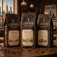 AT PACK USA en Stock, Paquete de 10 Bolsas para Granos de Café de 8oz/12oz/16oz, Personalizables, con Válvula de Desgasificación, Material MOPP/VMPET/PE, Muestras Gratis