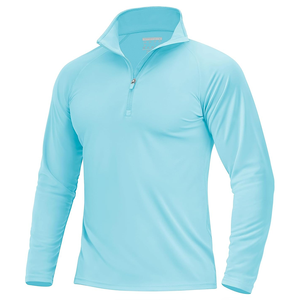 T-shirt de sport respirant anti-UV pour homme, demi-zip, polyester et élasthanne, entraînement de fitness, séchage rapide, logo personnalisé, rash guard - Product Image 4