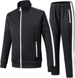 Chándales de invierno profesionales de 100% algodón de alta calidad para hombre, conjunto de ropa deportiva de gimnasio con capucha y cremallera cómoda - Product Image 1