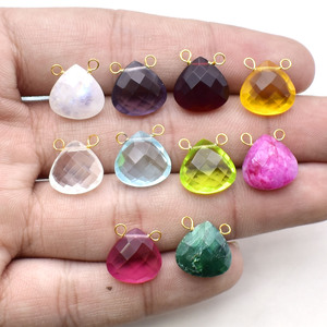 Handmade <b>Crystal</b> Quartz Heart <b>Pendant</b> Wire Wrapped Faceted Gemstone <b>Charm</b> for Earrings & Jewelry Designs - Product Image 5