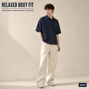 Custom OEM 280G Double-Yarn Cotton Washed <b>Vintage</b> <b>Polo</b> <b>Shirt</b> Men Boxy Oversized Short Sleeve Snowflake Wash - Product Image 5