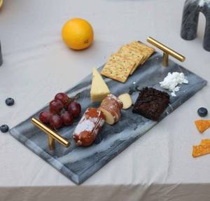 Plateau de service en marbre-Design de plateau de cuisine décoratif peint à la main couleur naturelle durable forme de taille personnalisable artisanat artisanal - Product Image 1