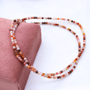 Memoria Jewels Handmade Natural Rhodochrosite Gemstone 925 Sterling <b>Silver</b> Beaded Geometric IGI Certified Elegant Chain <b>Necklace</b> - Product Image 1