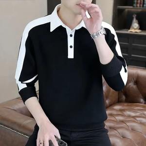 Autumn Chic <b>Men's</b> High Street Casual Top Long Sleeve Winter Pullover <b>Hoodie</b> with Turn-Down Collar Panelled Plus Fleece Loose Fit - Product Image 1